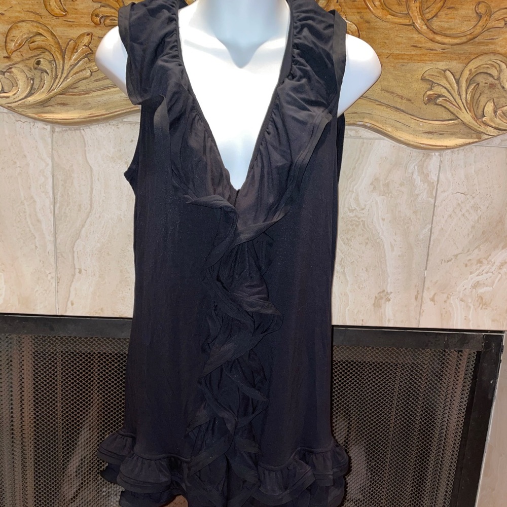 NWT Vivienne Tam black sleeveless ruffled top L